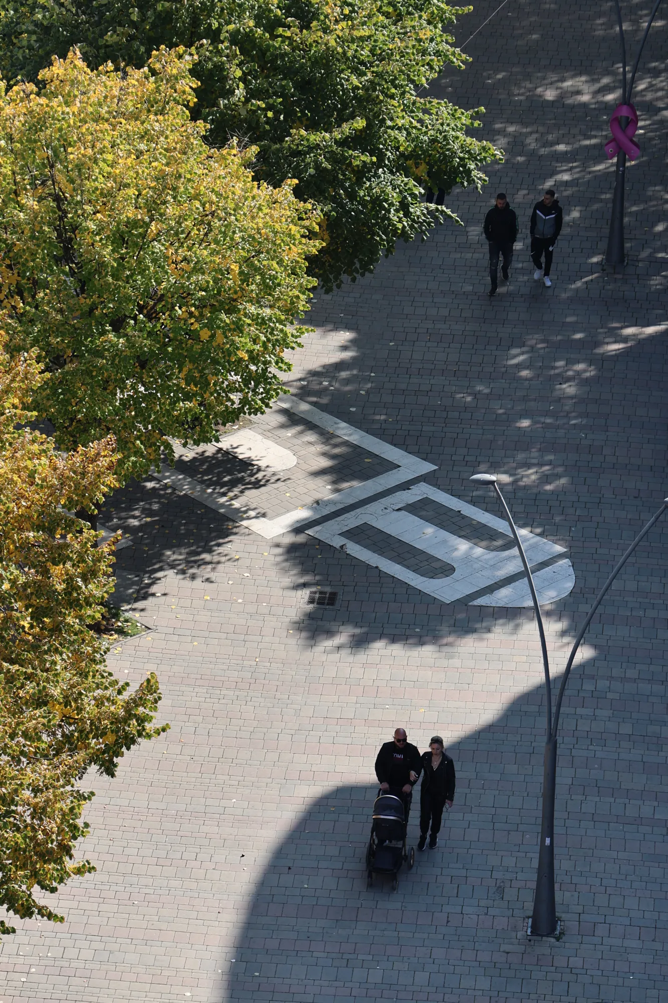 The outline of St George's Church in the paving